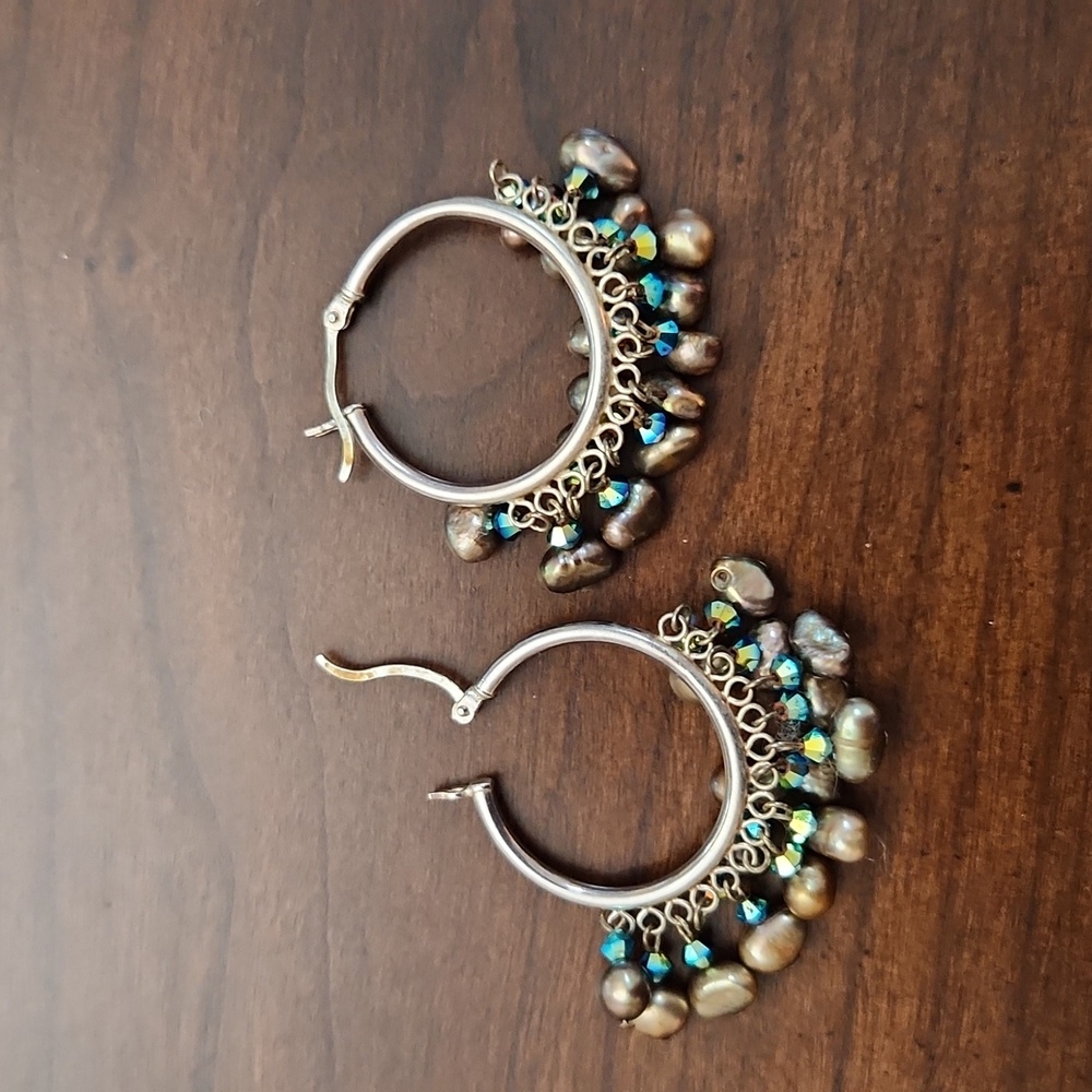 Earrings fresh water pearl boho